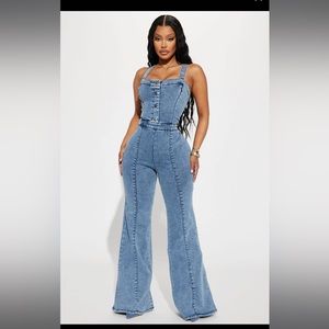 FashionNova Denim Overall Jumpsuit